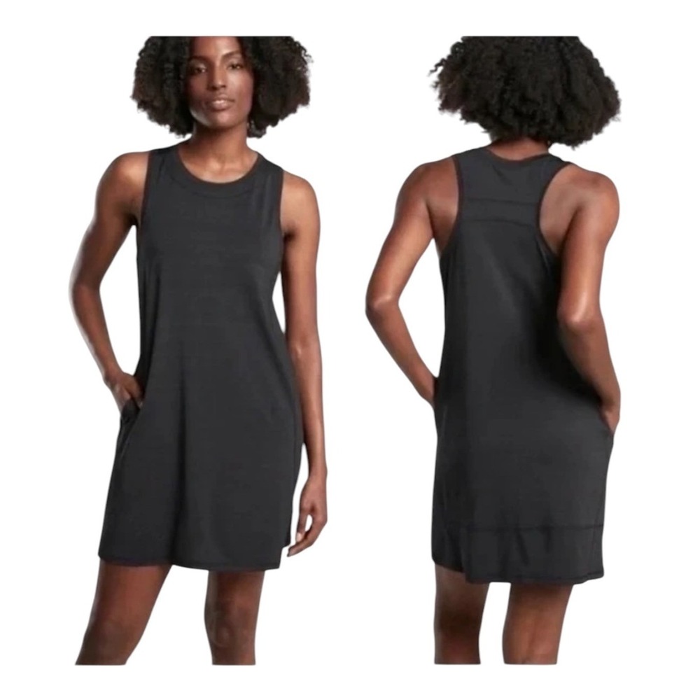 Athleta Pacifica Illume Tank Racerback Dress Women Medium Black Athleisure